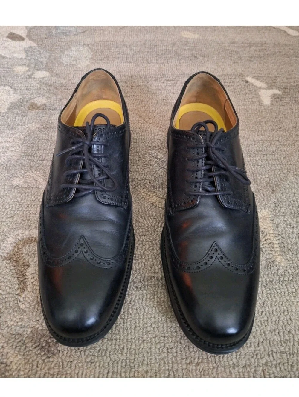 Cole Haan Black Leather Wingtip Derby Shoes